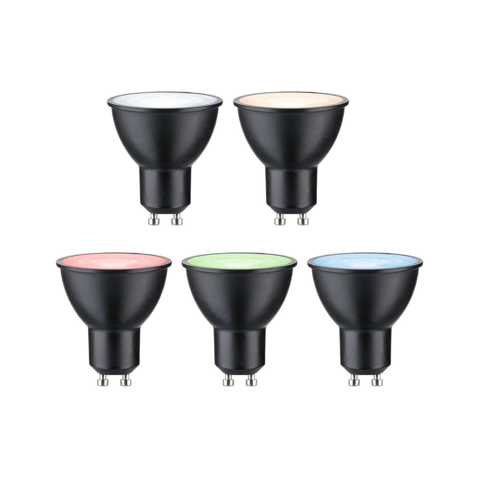 Standard 230V Smart Home Zigbee 3.0 LED Reflektor GU10 3x350lm 3x4,8W RGBW+ dimmbar Schwarz matt