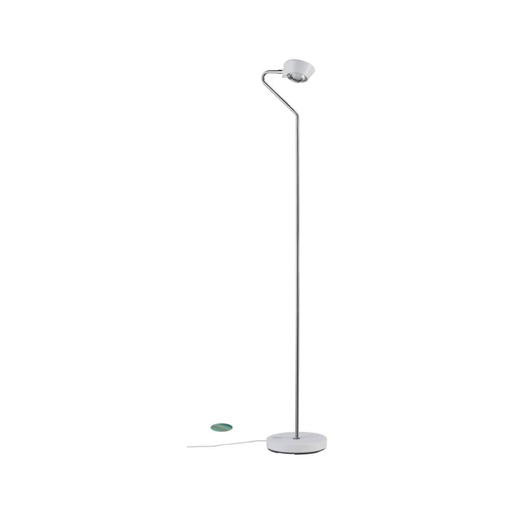 LED Stehleuchte Ramos 11W Weiß matt/Chrom mit Fußdimmer