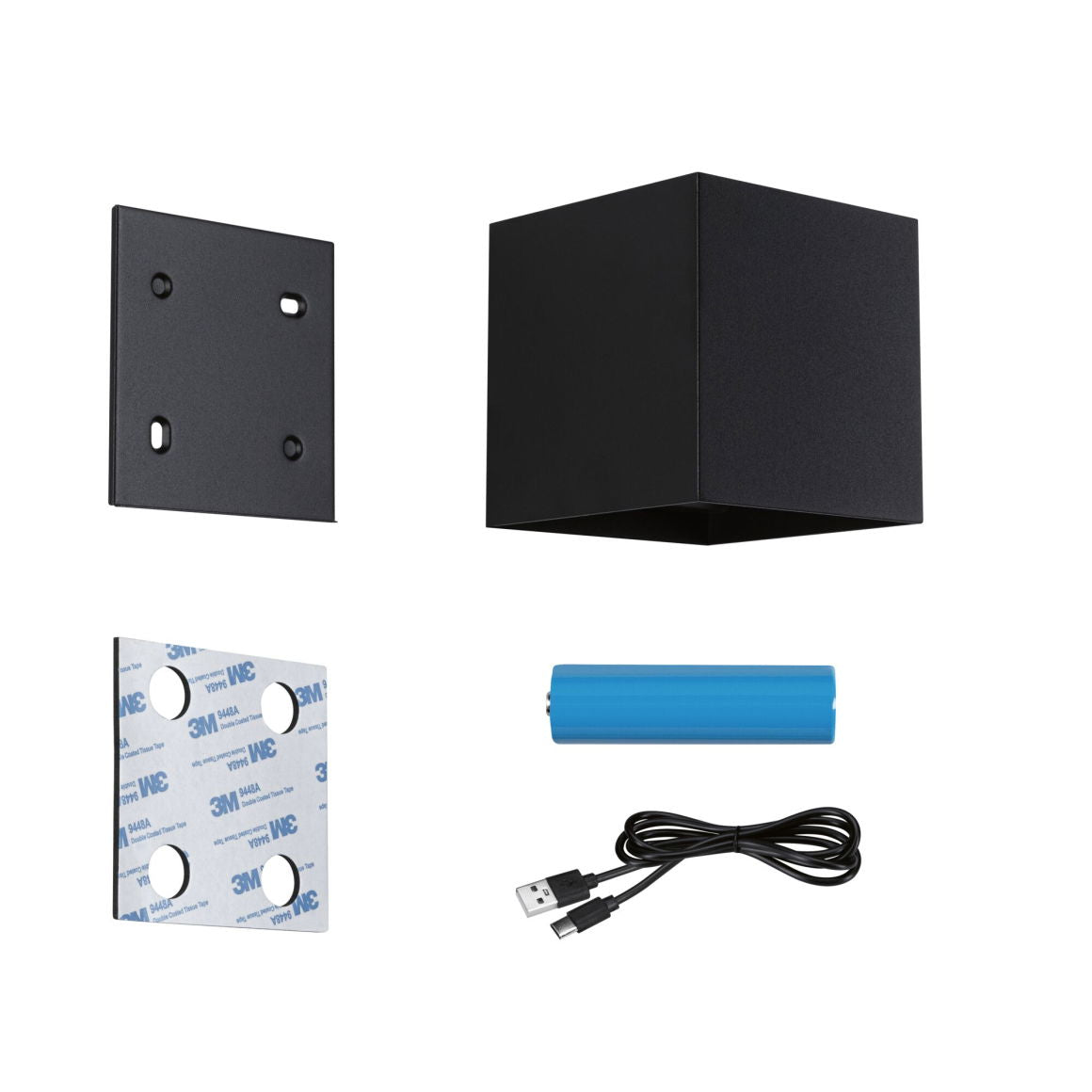 LED Akkuwandleuchte Nyara IP44 3000K 100x100mm 2x1W / 1W Schwarz oder Weiß