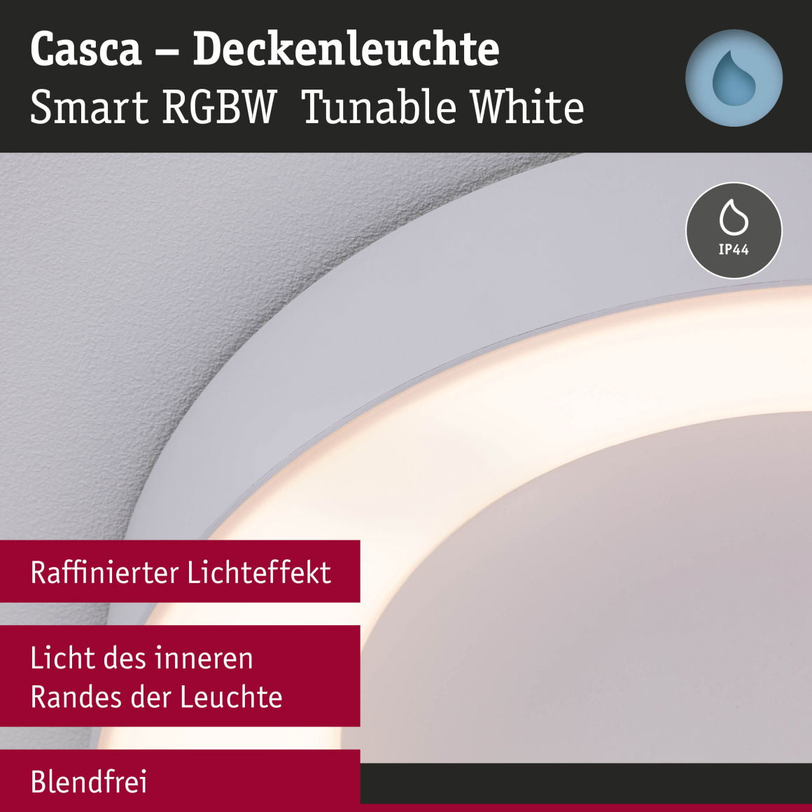 LED Deckenleuchte Smart Home Zigbee 3.0 Casca IP44 RGBW+ 1750lm 230V 20W dimmbar Weiß matt
