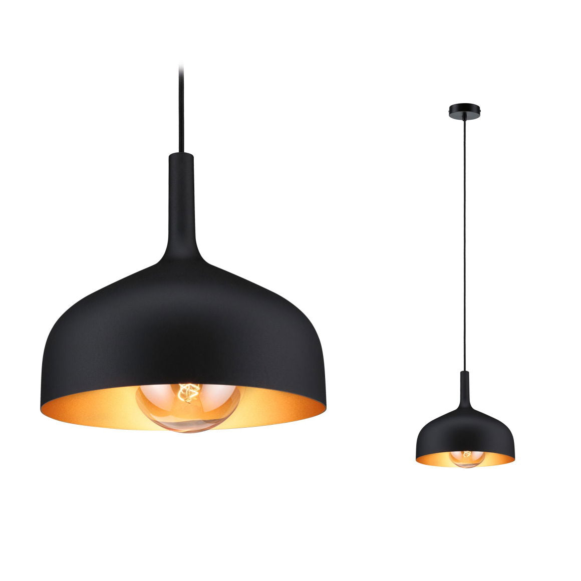Suspension Embla II E27 Noir/Or Métal/Métal
