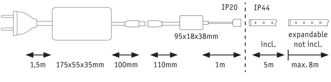 MaxLED 500 LED Strip RGBW 5m 33W 2000lm 60LEDs/m 3000K 80VA