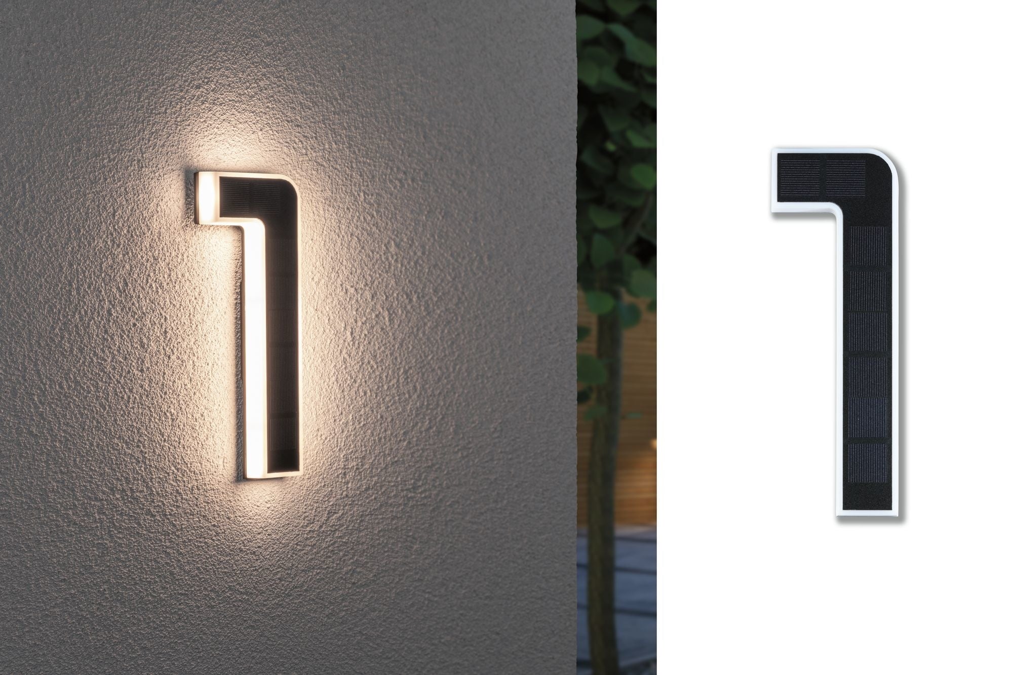Outdoor Solar Hausnummer 1 IP44 3.000K 0,2W Akku wechselbar