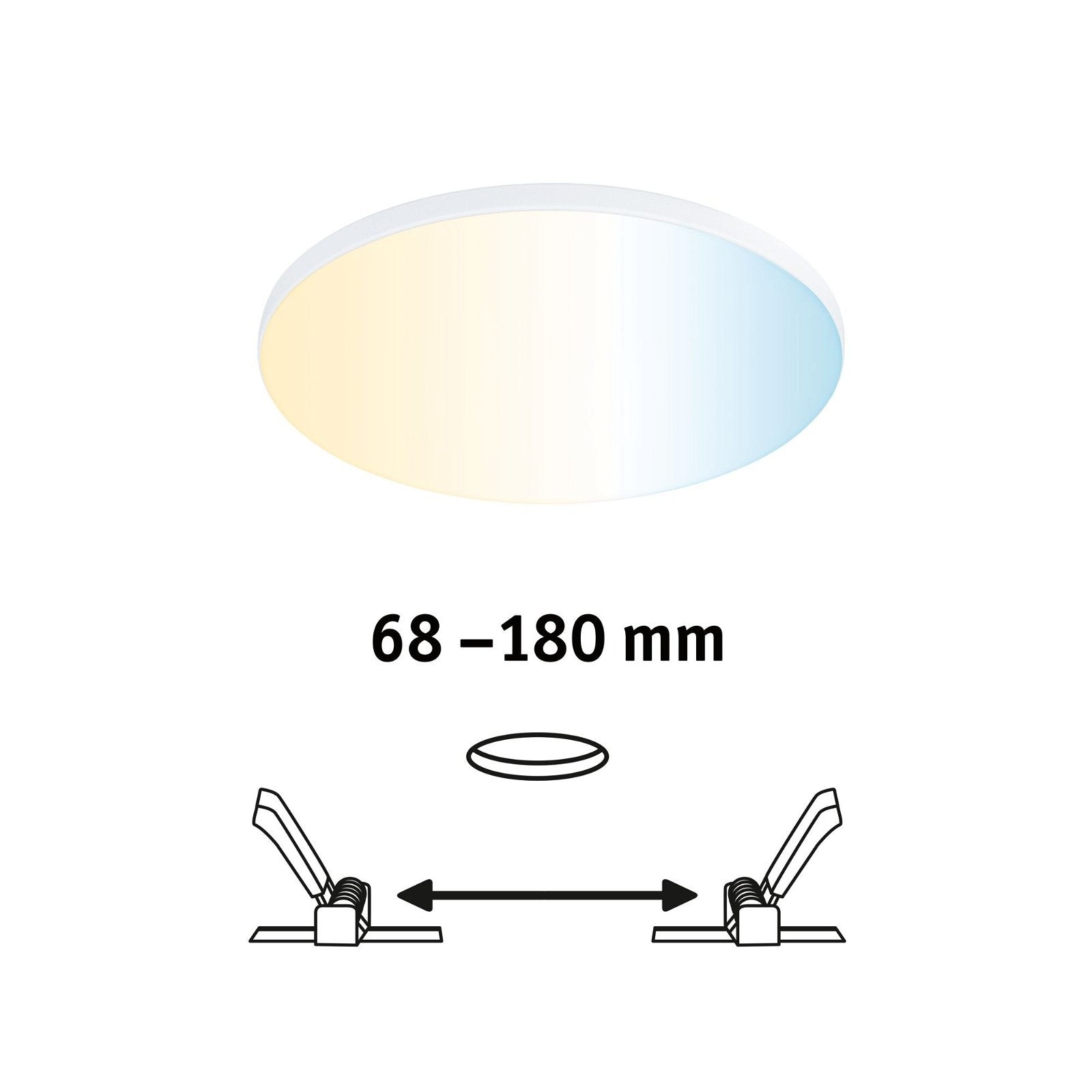 VariFit LED Einbaupanel Veluna Edge IP44 rund 160mm 1000lm Tunable White Weiß dimmbar