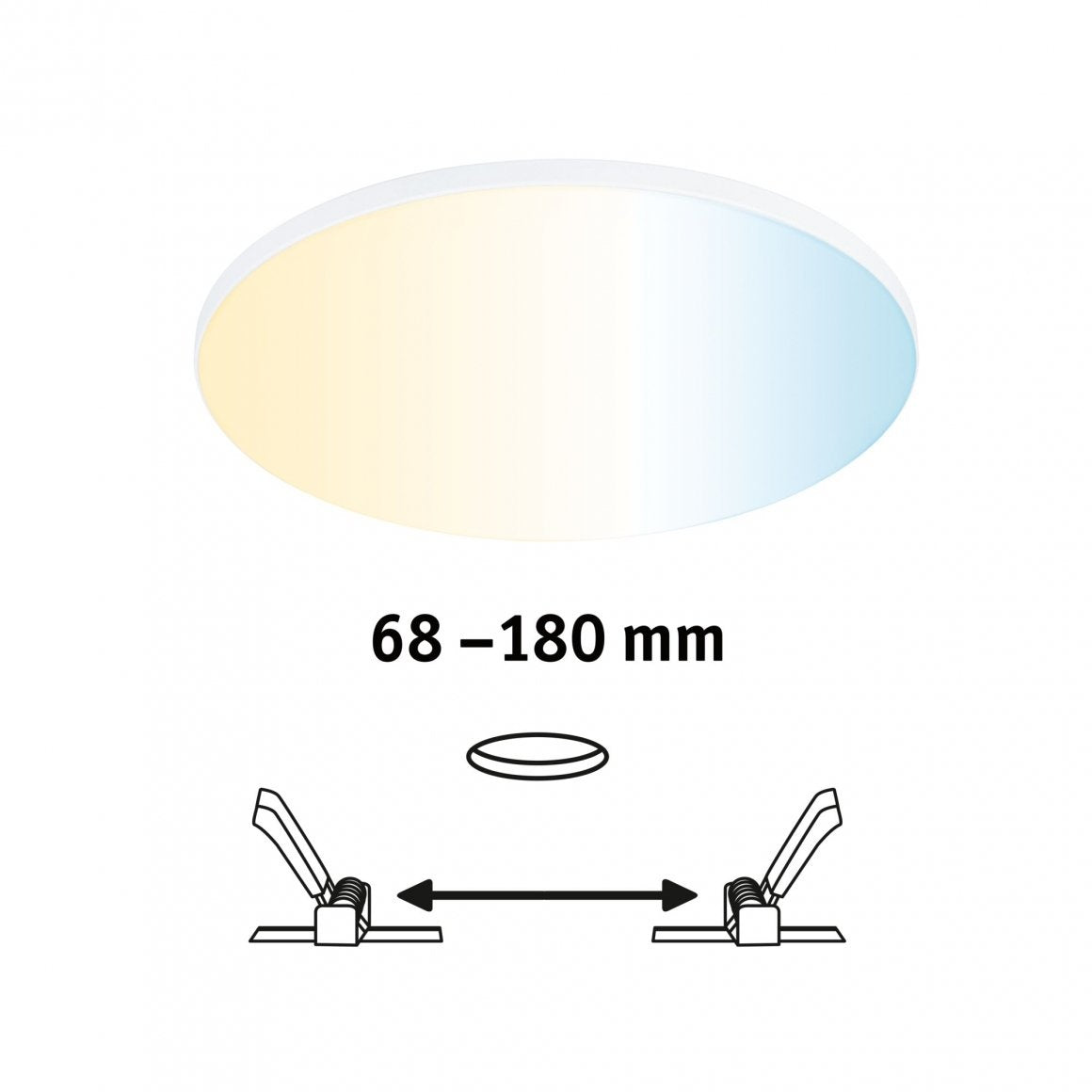 VariFit LED Einbaupanel Veluna Edge IP44 rund 200mm 1400lm Tunable White Weiß dimmbar