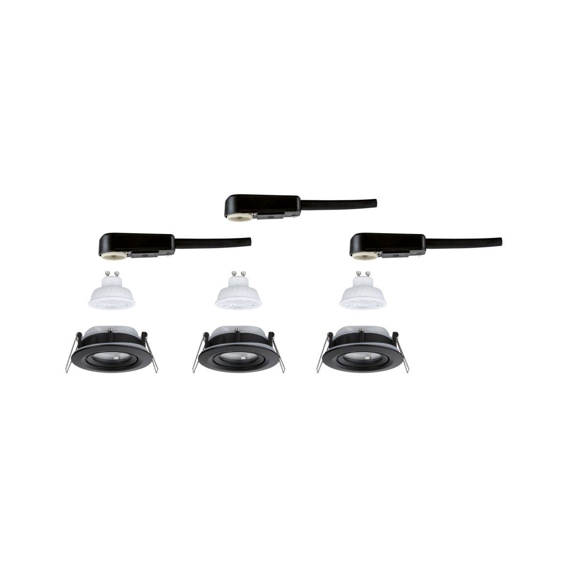 LED Einbauleuchte Nova Plus GU10 Flat IP65 93mm 3x4,9W 3x550lm 230V dimmbar 2700K Schwarz matt