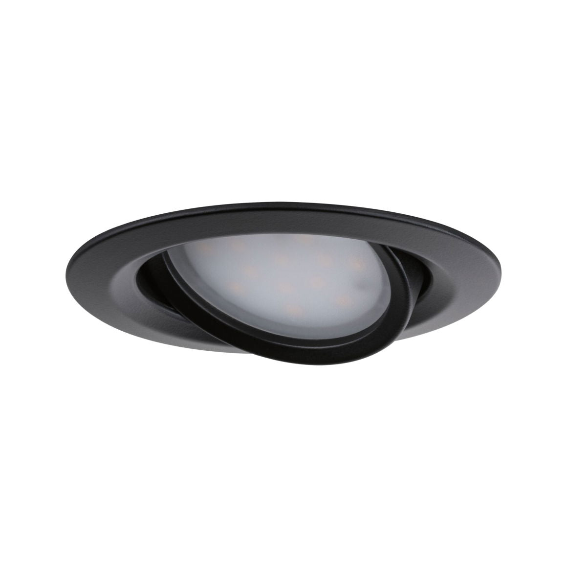 Spot LED encastrable Nova Plus Coin, lampe individuelle orientable IP65 ronde 93mm 30° Coin 6W 470lm 230V dimmable 2700K Noir mat