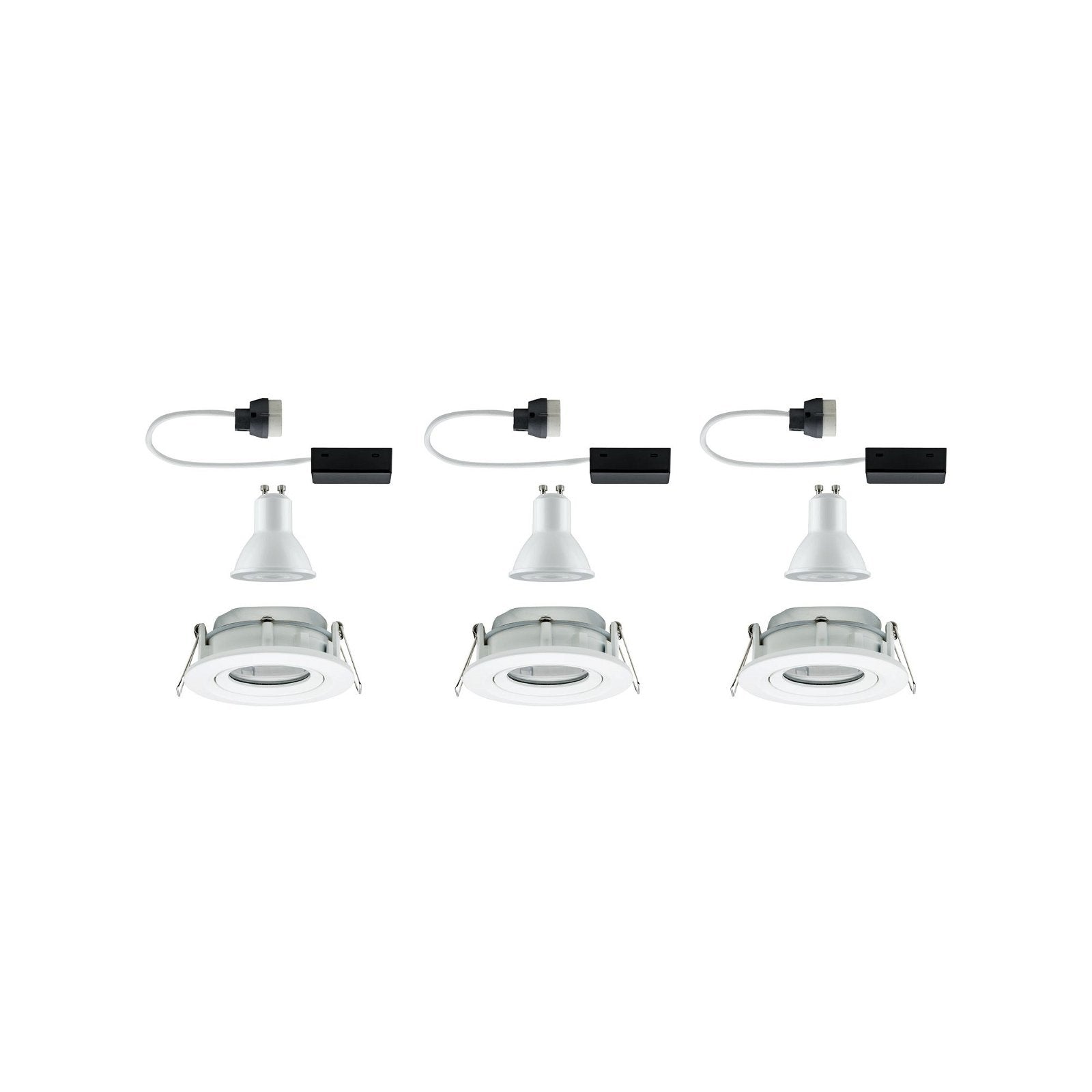 LED Einbauleuchte Nova Plus Basisset schwenkbar IP65 rund 93mm 30° GU10 3x7W 3x460lm 230V dimmbar 2700K Weiß matt