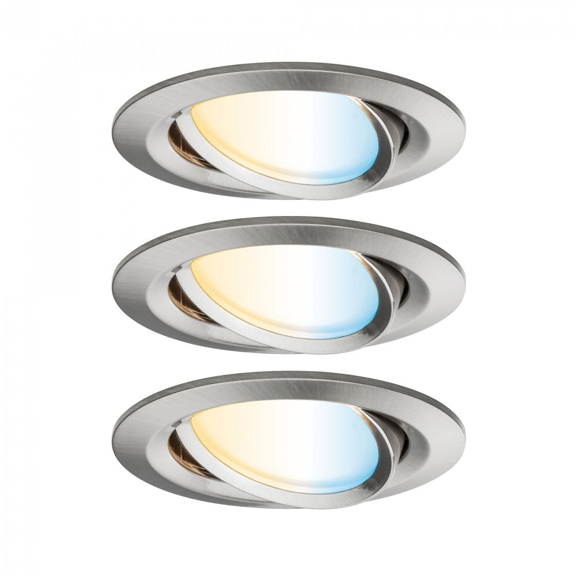 LED Einbauleuchte Nova Plus Coin Basisset schwenkbar rund 84mm 50° Coin 3x6W 3x470lm 230V Tunable White Eisen gebürstet