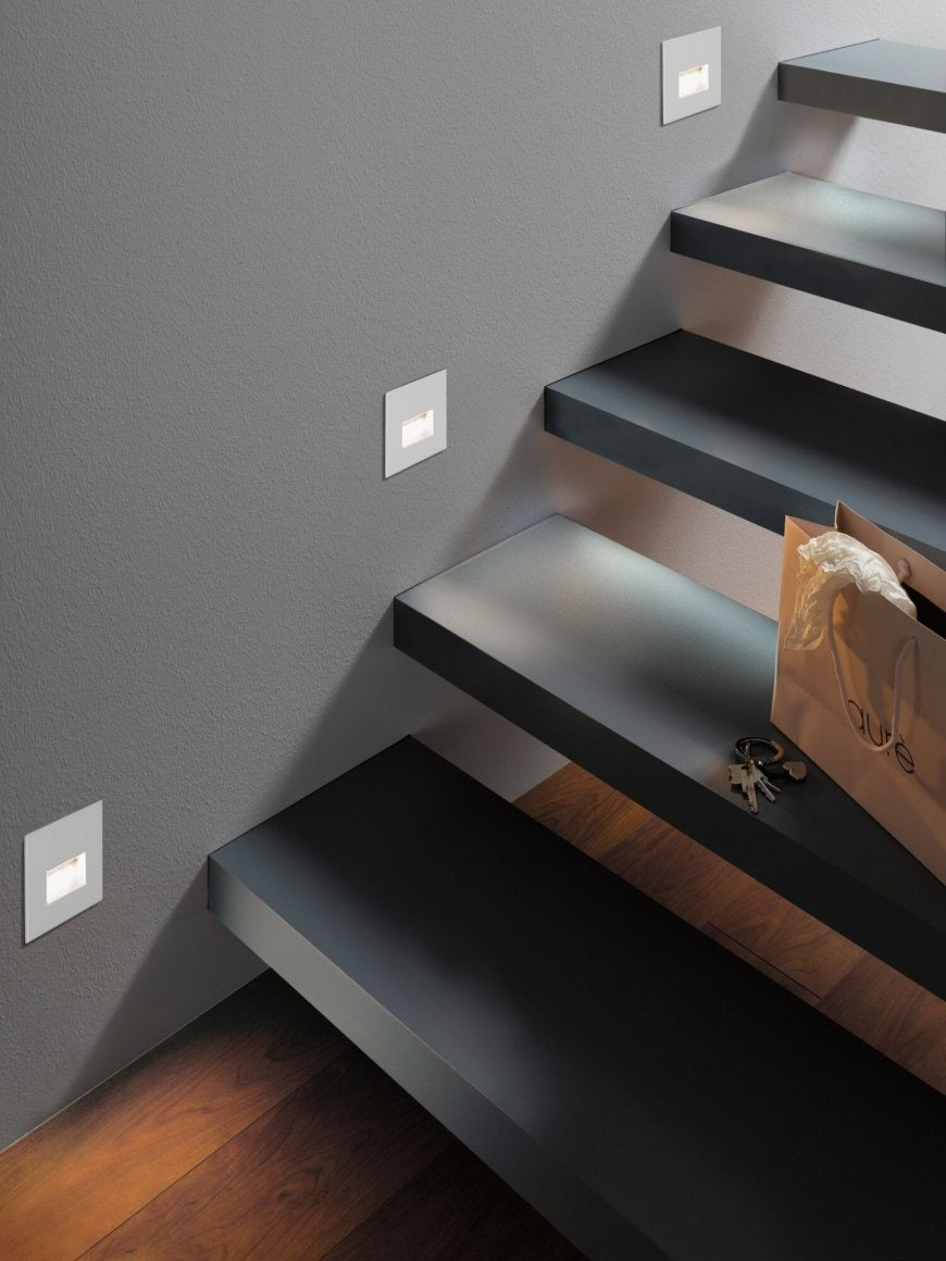 LED Wandeinbauleuchte Edge Quadro eckig 80x5mm 1,2W 50lm 230V 2700K Weiß matt
