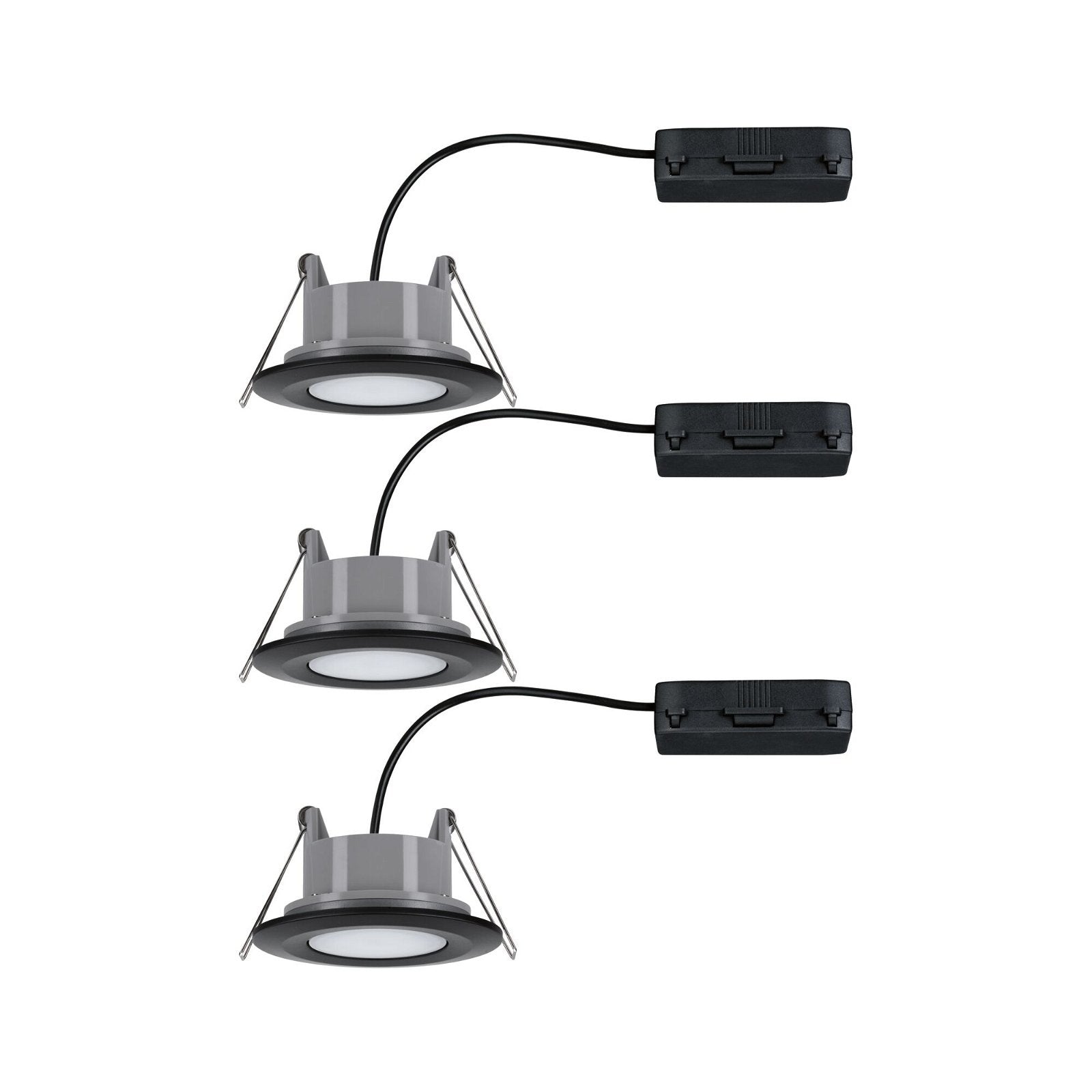 HomeSpa LED Einbauleuchte Calla 3er-Set schwenkbar IP65 rund 90mm 30° 3x5W 3x430lm 230V White Switch Schwarz matt