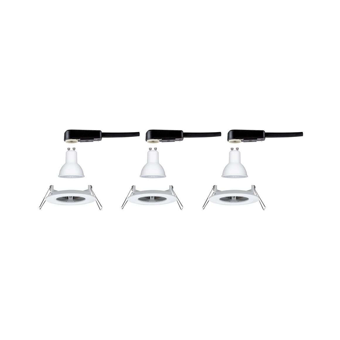 EBL Set Nova rund starr LED IP44 3x6,5W2700K 230V GU10 78mm Weiß matt/Alu Einbaustrahler