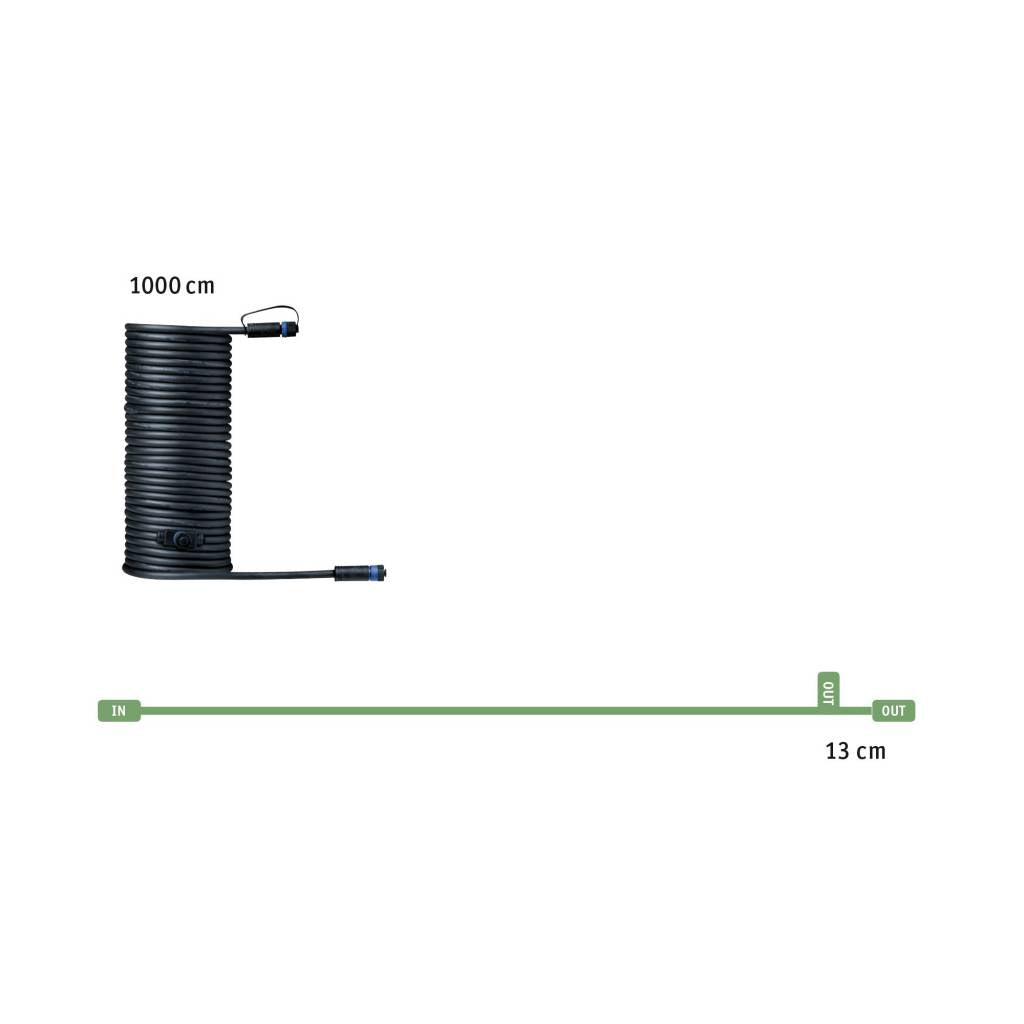 Plug & Shine Kabel IP68 10m Schwarz mit zwei Anschlussbuchsen