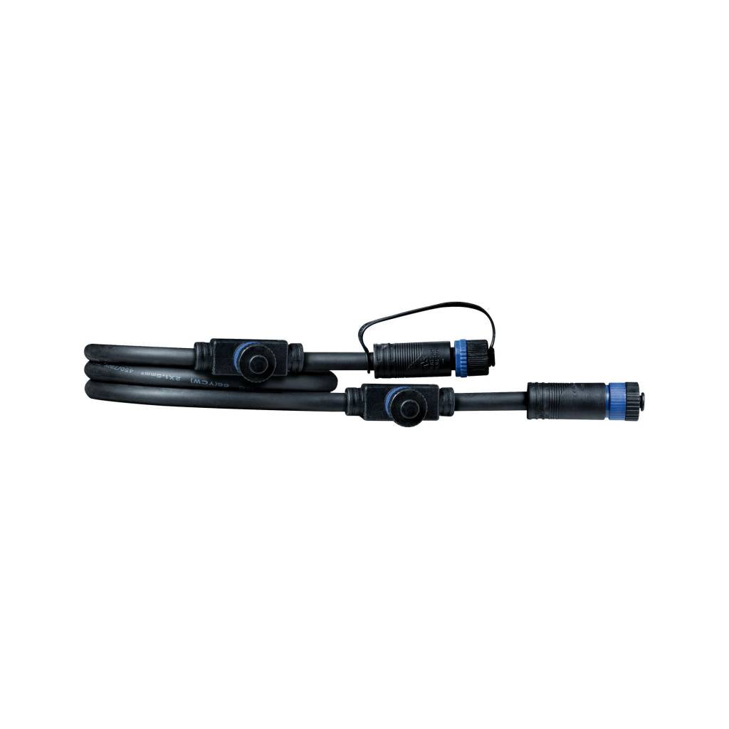 Plug & Shine Kabel IP68 1m Schwarz mit drei Anschlussbuchsen