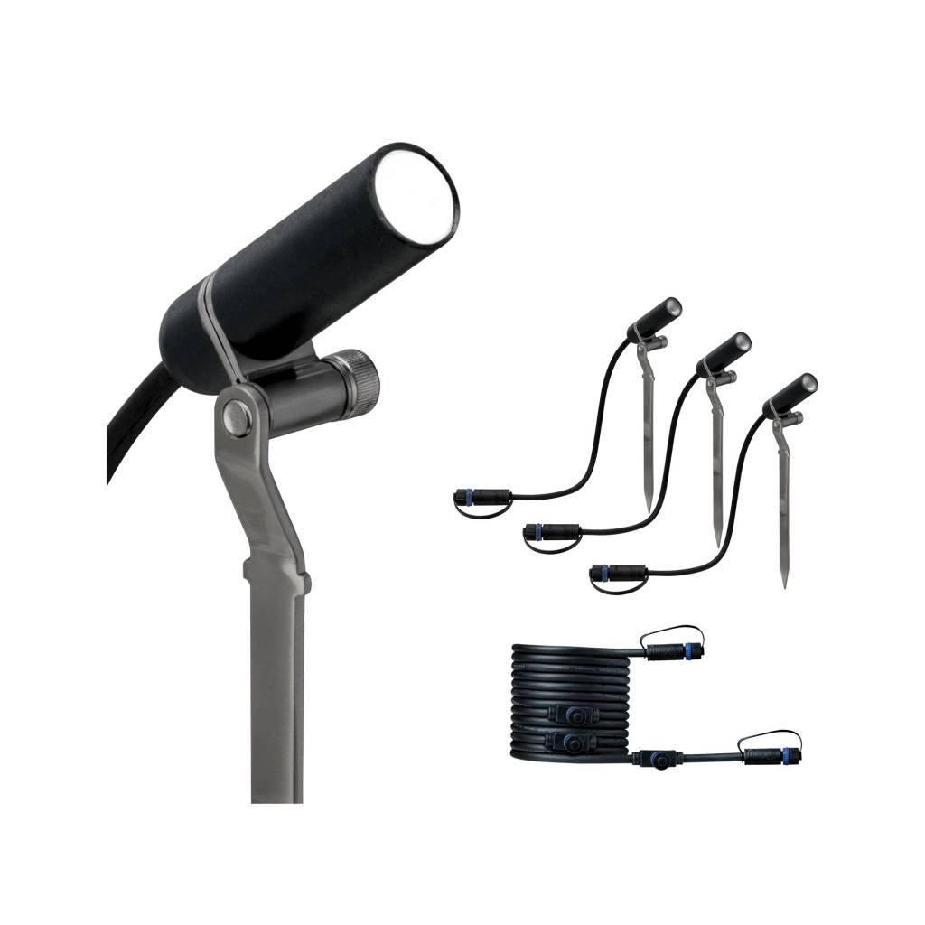 Plug & Shine Set Erdspieß Plantini IP65 3000K 3x2,5W 24V Anthrazit