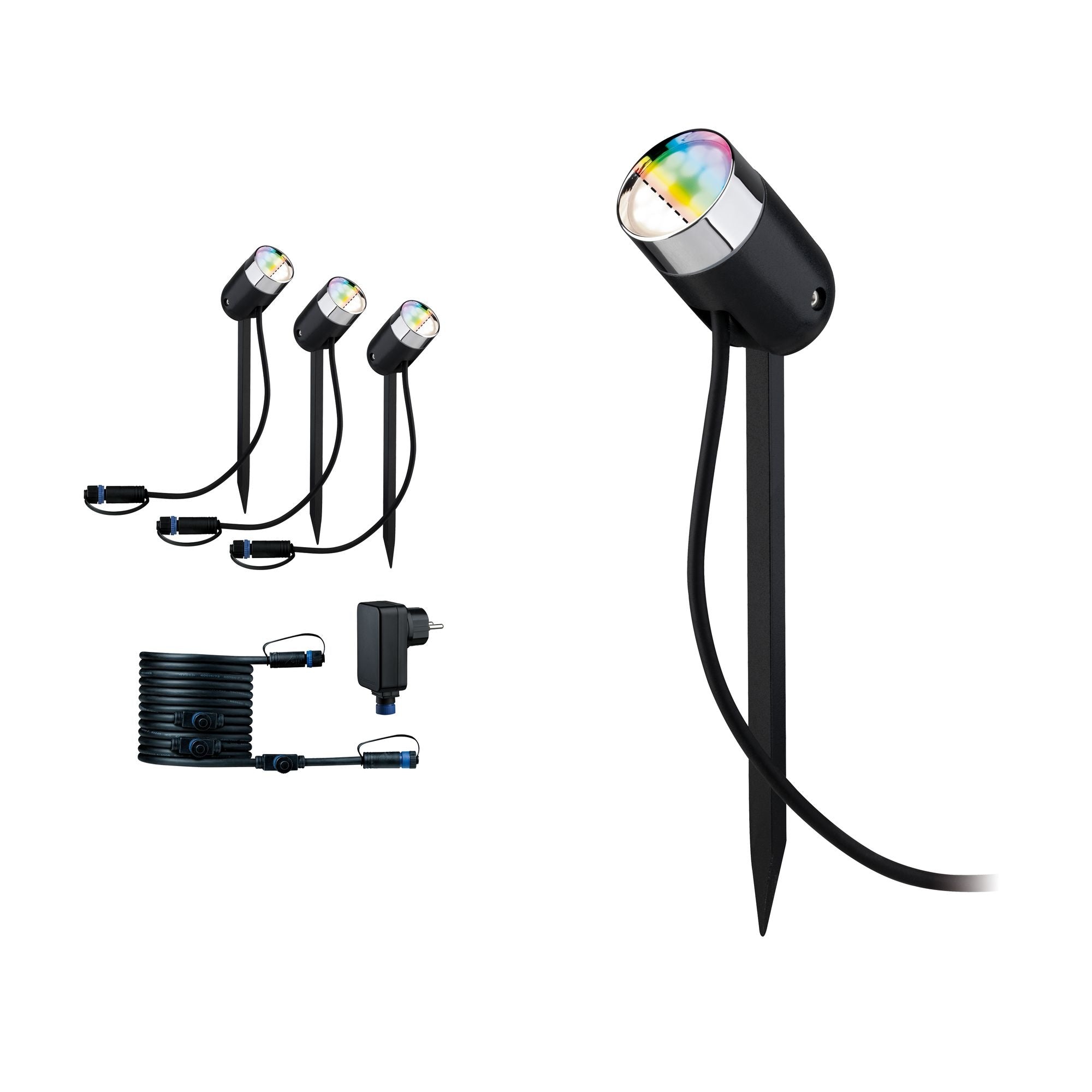 Plug & Shine ZigBee Basisset RGBW Spot Pike 3x4W 24V 40° Anthrazit