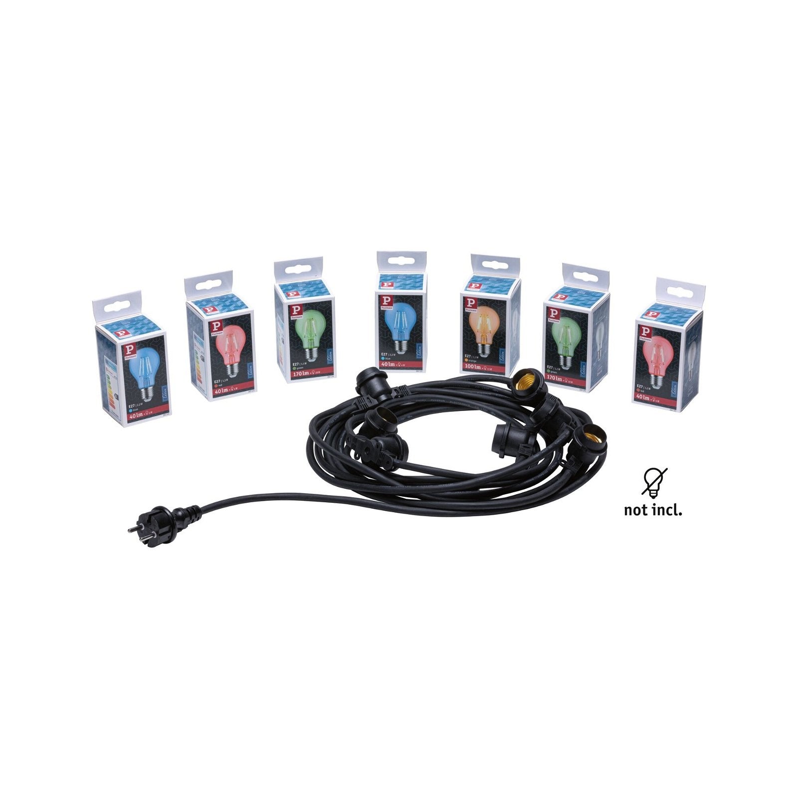 Lichterkette IP44 für außen 230V Schwarz