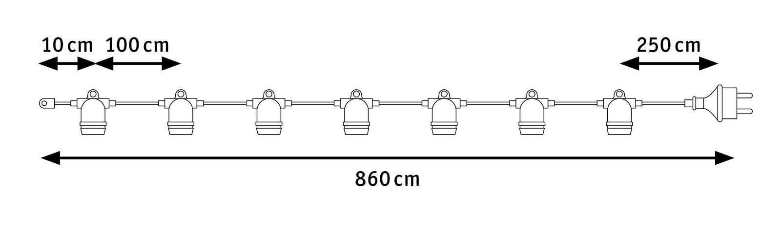 Lichterkette IP44 für außen 230V Schwarz