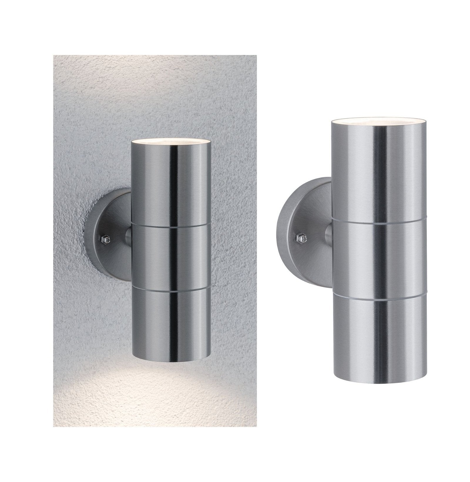 Außenwandleuchte Flame IP44 60mm max. 2x10W 230V Edelstahl gebürstet Edelstahl