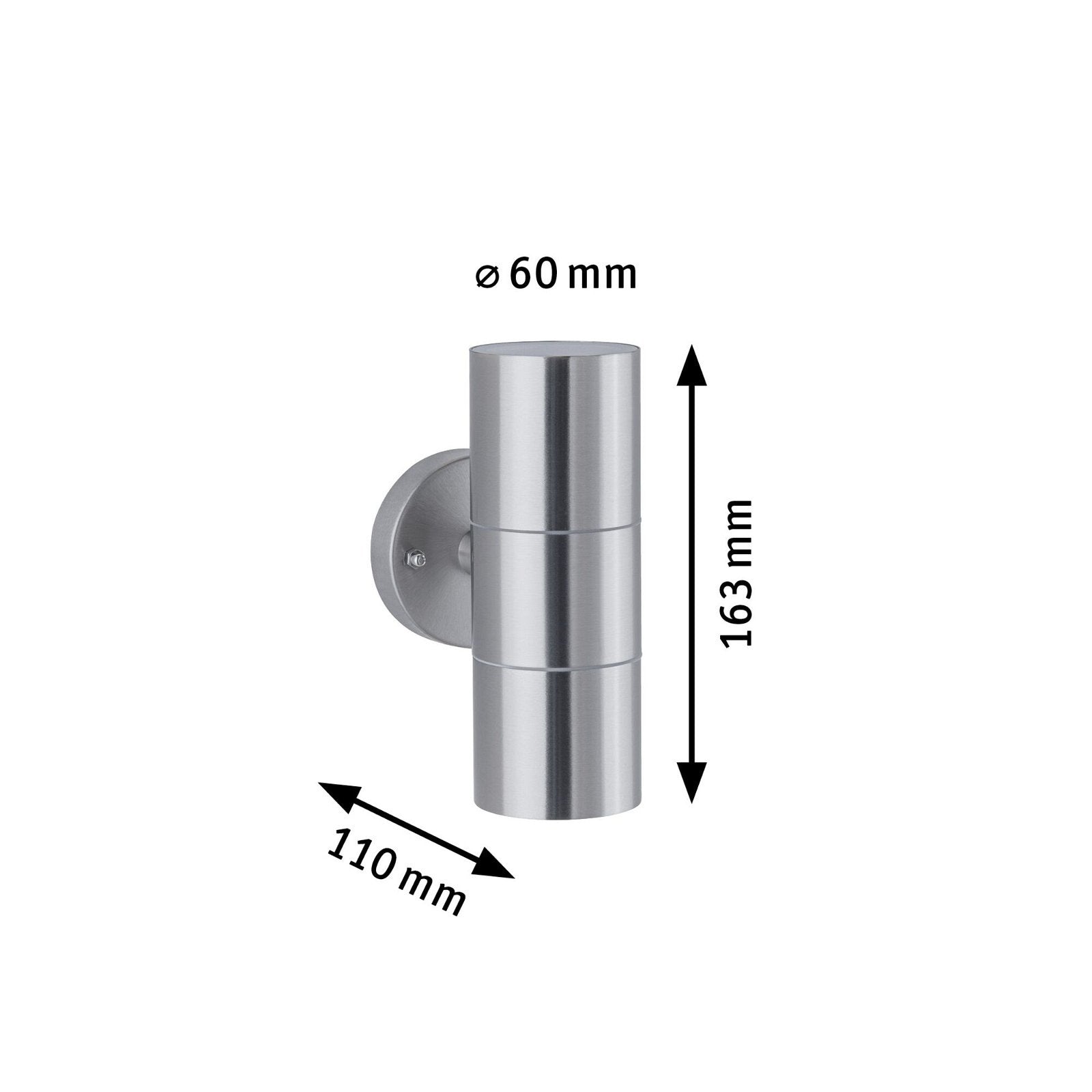 Außenwandleuchte Flame IP44 60mm max. 2x10W 230V Edelstahl gebürstet Edelstahl