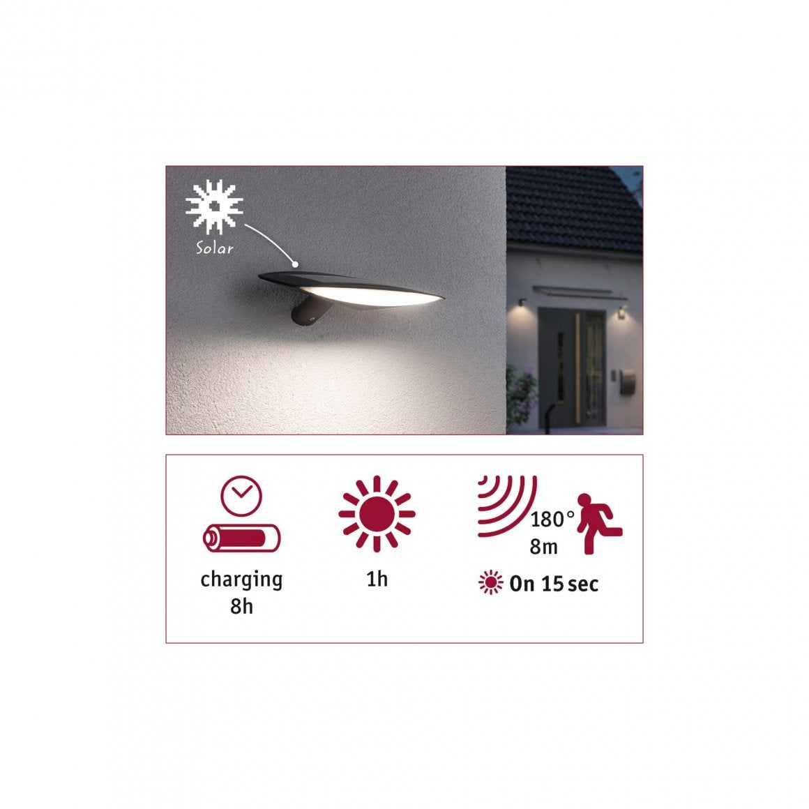 Solar LED Außenwandleuchte Kiran Bewegungsmelder