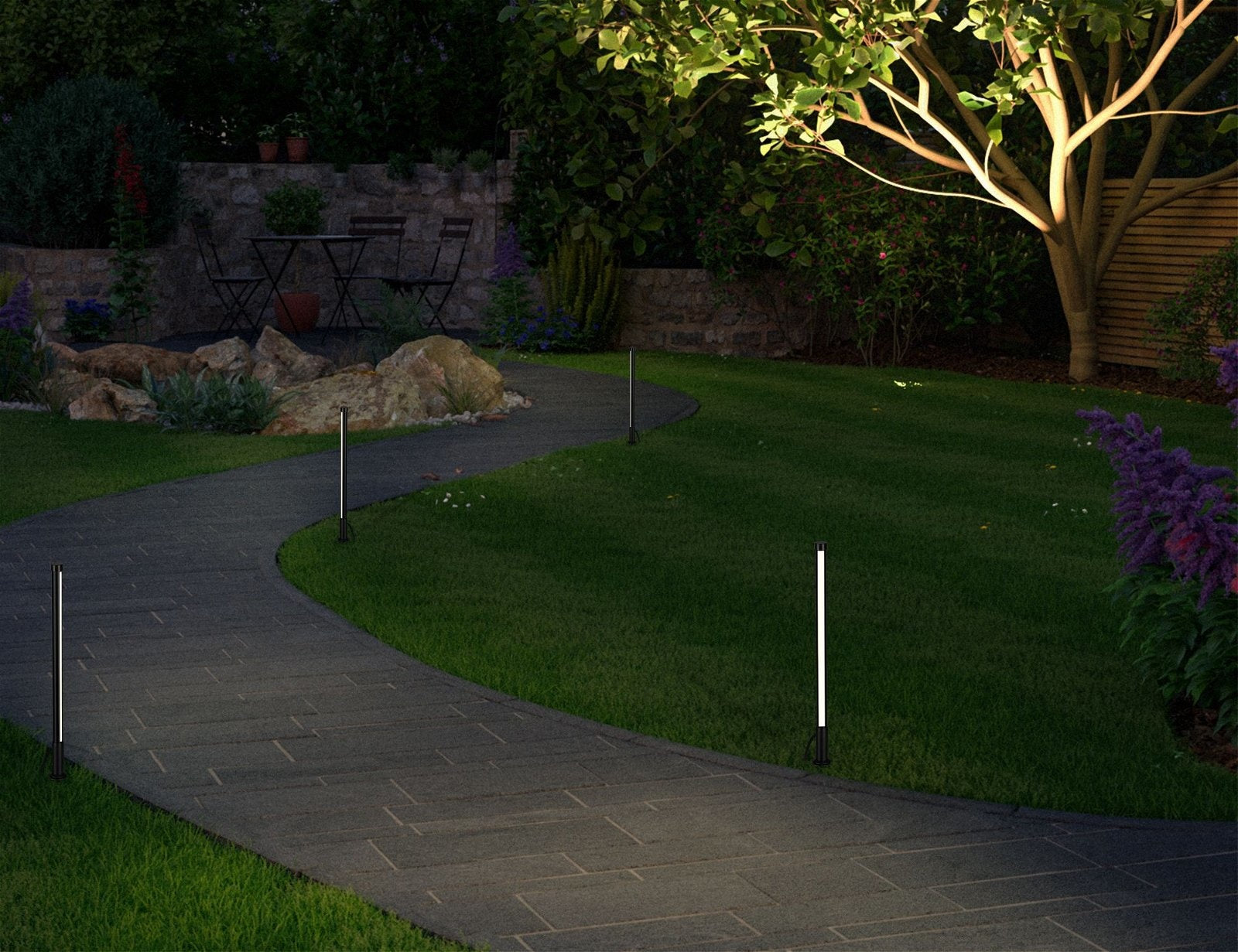 Plug & Shine LED Pollerleuchte Pin IP44 360mm 3000K 5,5W 180lm 24V Anthrazit Aluminium/Kunststoff