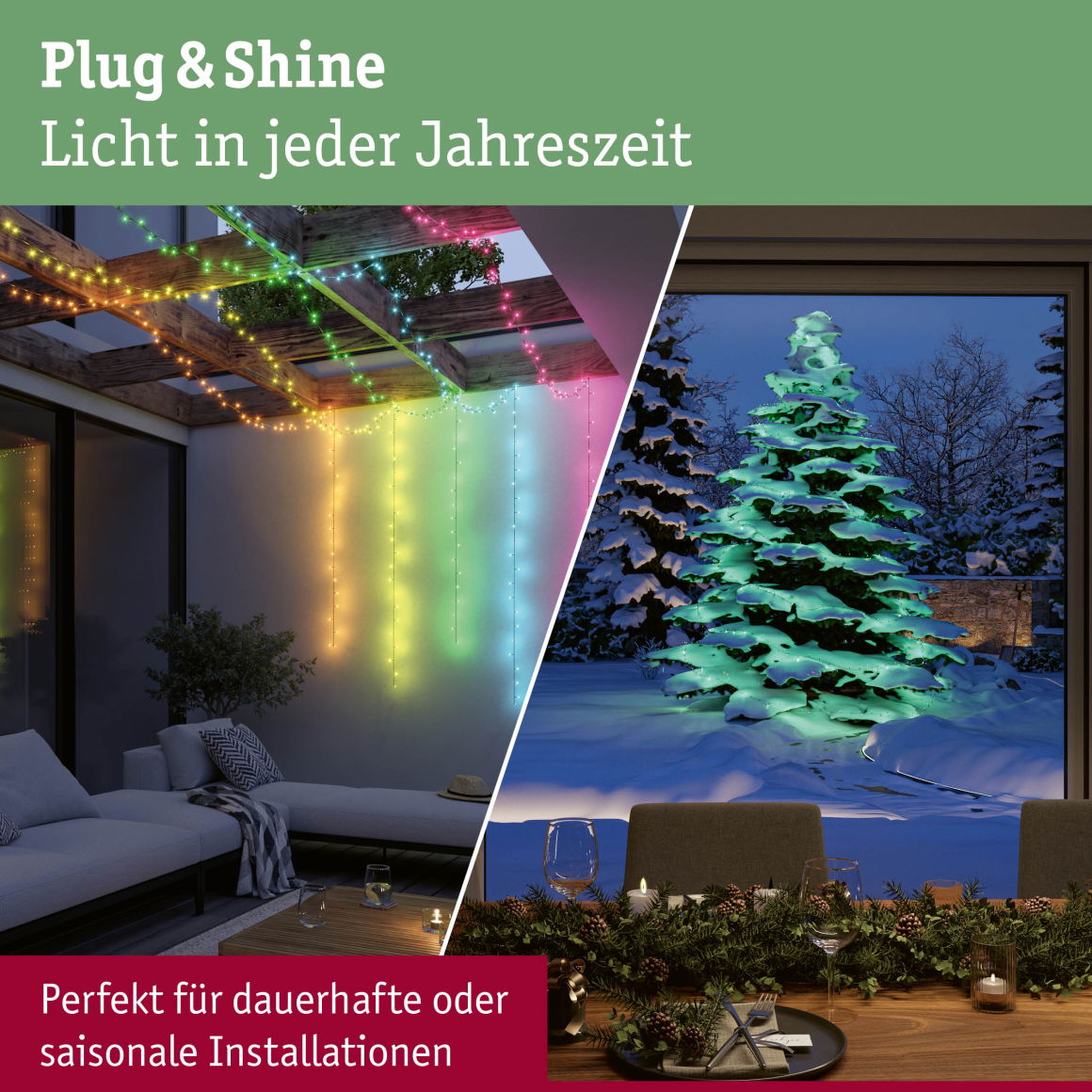 Plug & ShineLED Lichterkette Yuna RGB 12,4m IP44 5W Schwarz