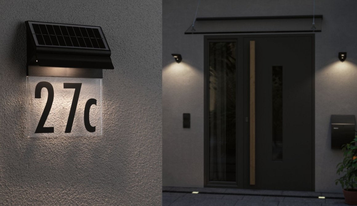 Solar LED Hausnummernleuchte Neda IP44 3000K 14lm Schwarz