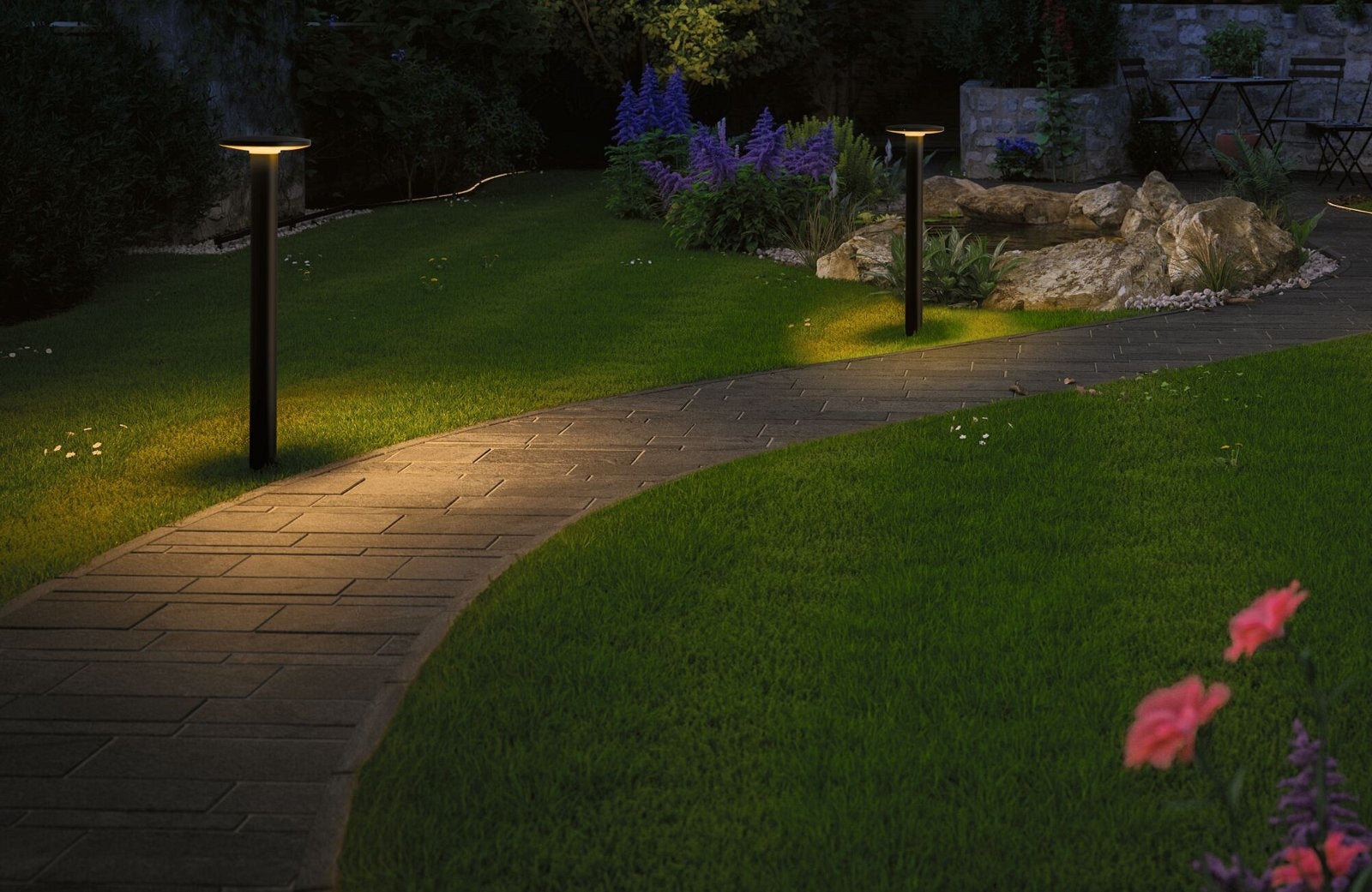 Plug & Shine LED Pollerleuchte Plate Einzelleuchte IP44 2200K 7W Anthrazit
