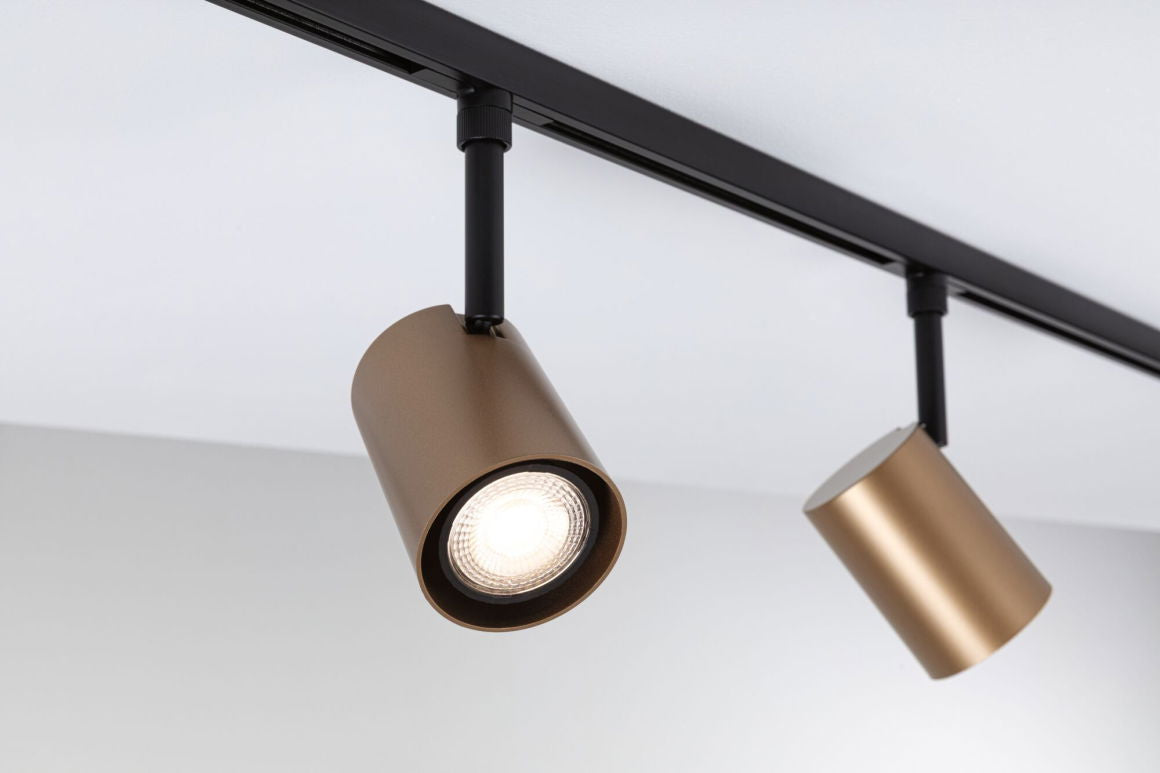 Spot sur rail URail Luxe GU10 max. 10W dimmable 230V or mat/noir mat