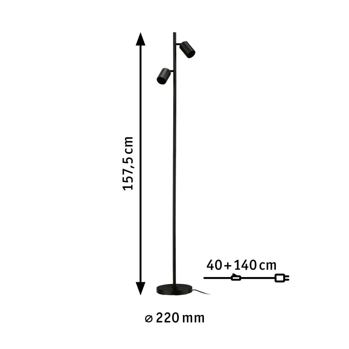 Stehleuchte Lirena 1575mm GU10 max. 2x7W Schwarz matt