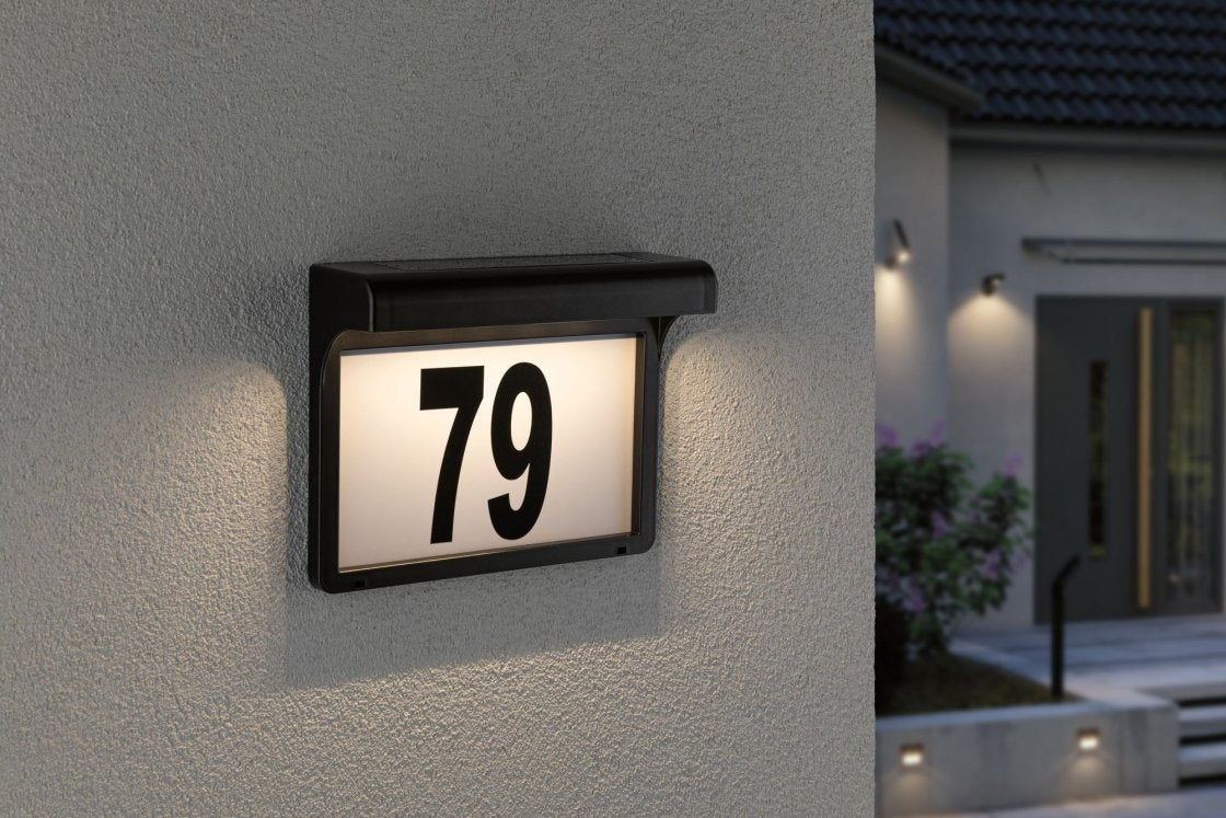Solar LED Hausnummernleuchte Dayton II IP44 3000K 2lm Schwarz