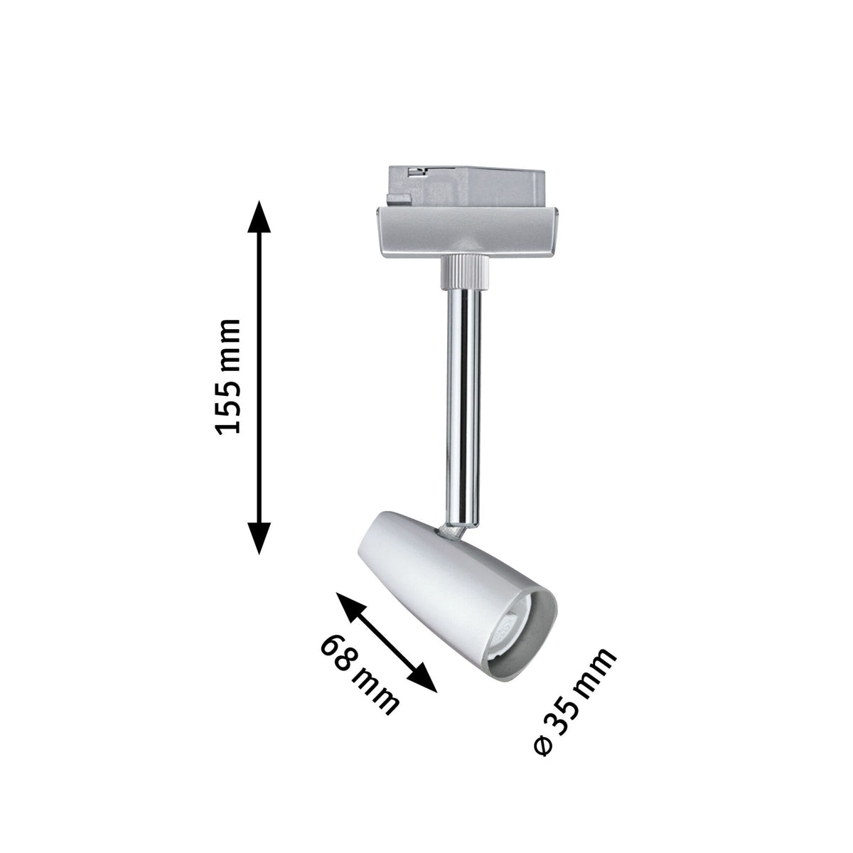URail Schienenspot Barelli Einzelspot GU10 max. 10W dimmbar 230V Chrom matt/Chrom