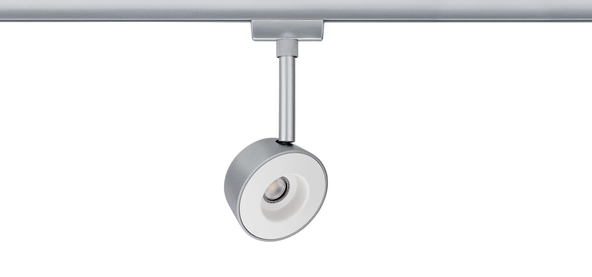 URail Schienenspot Pellet Einzelspot 350lm 6,7W 2700K dimmbar 230V Chrom matt/Weiß