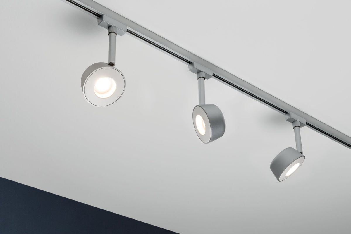 URail Schienenspot Pellet Einzelspot 350lm 6,7W 2700K dimmbar 230V Chrom matt/Weiß