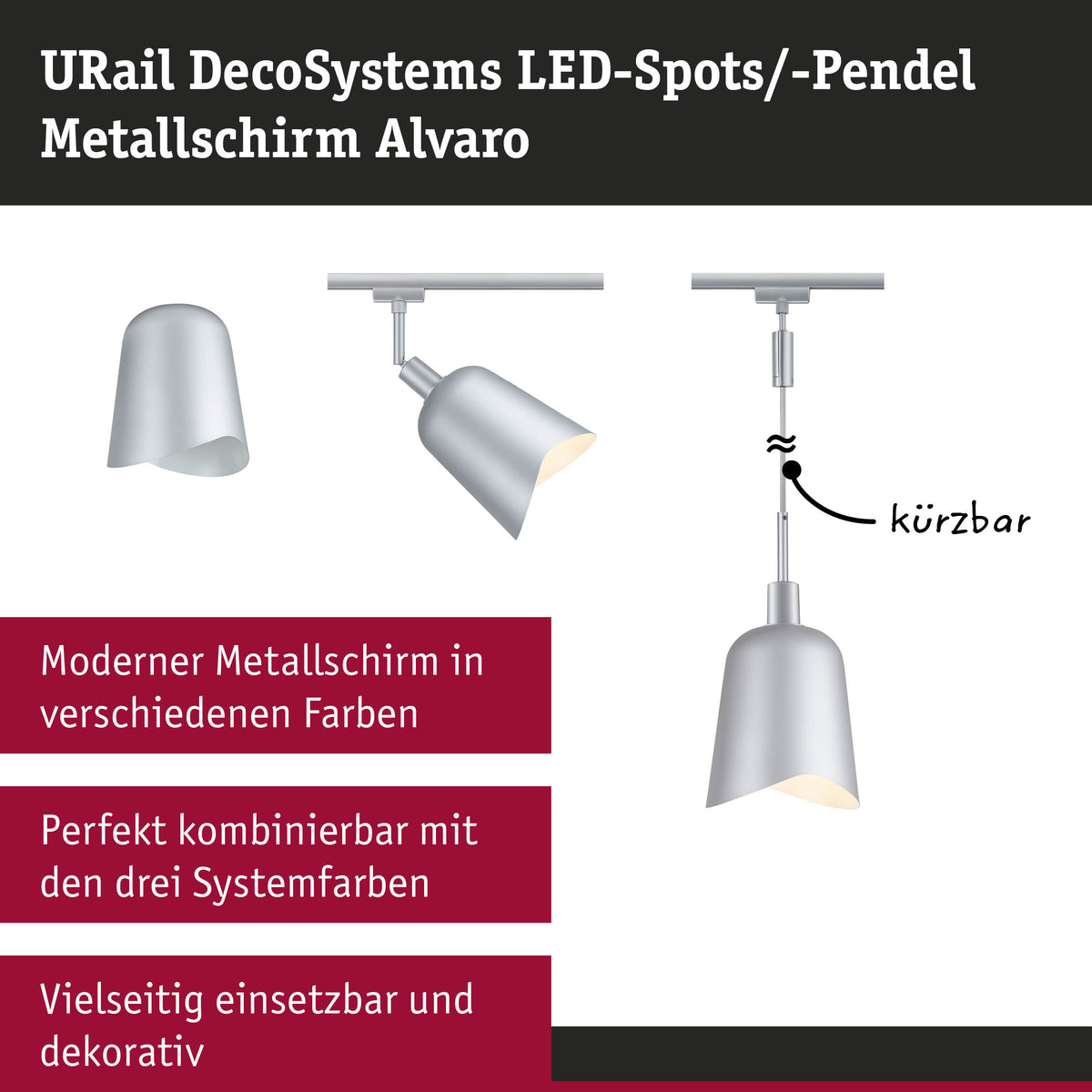 URail Schirm DecoSystems Alvaro 144mm Chrom matt/Weiß