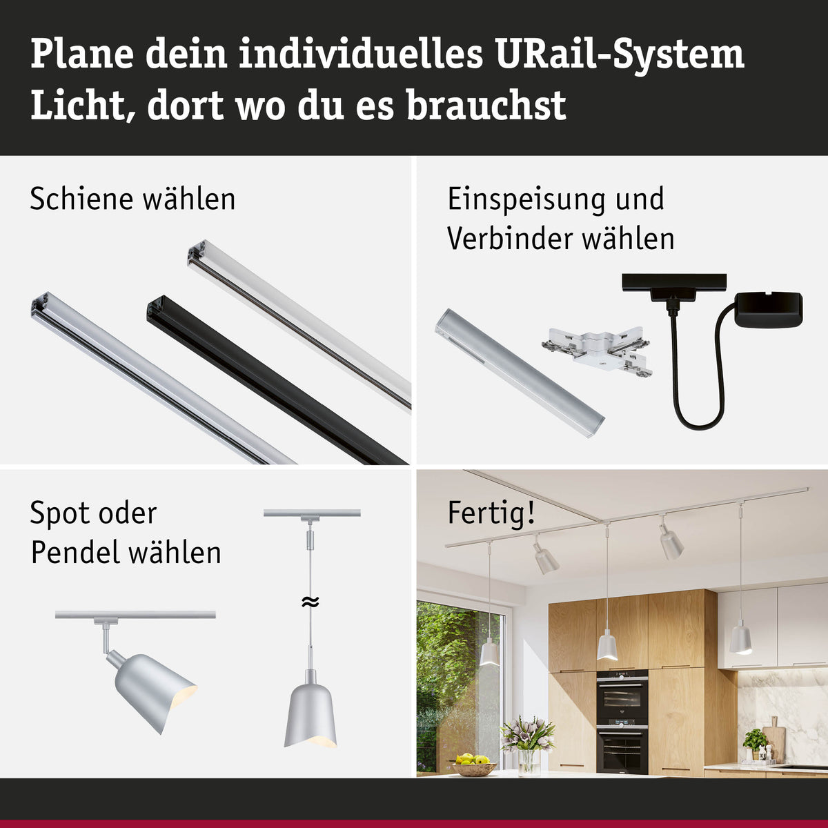 URail Schirm DecoSystems Alvaro 144mm Chrom matt/Weiß