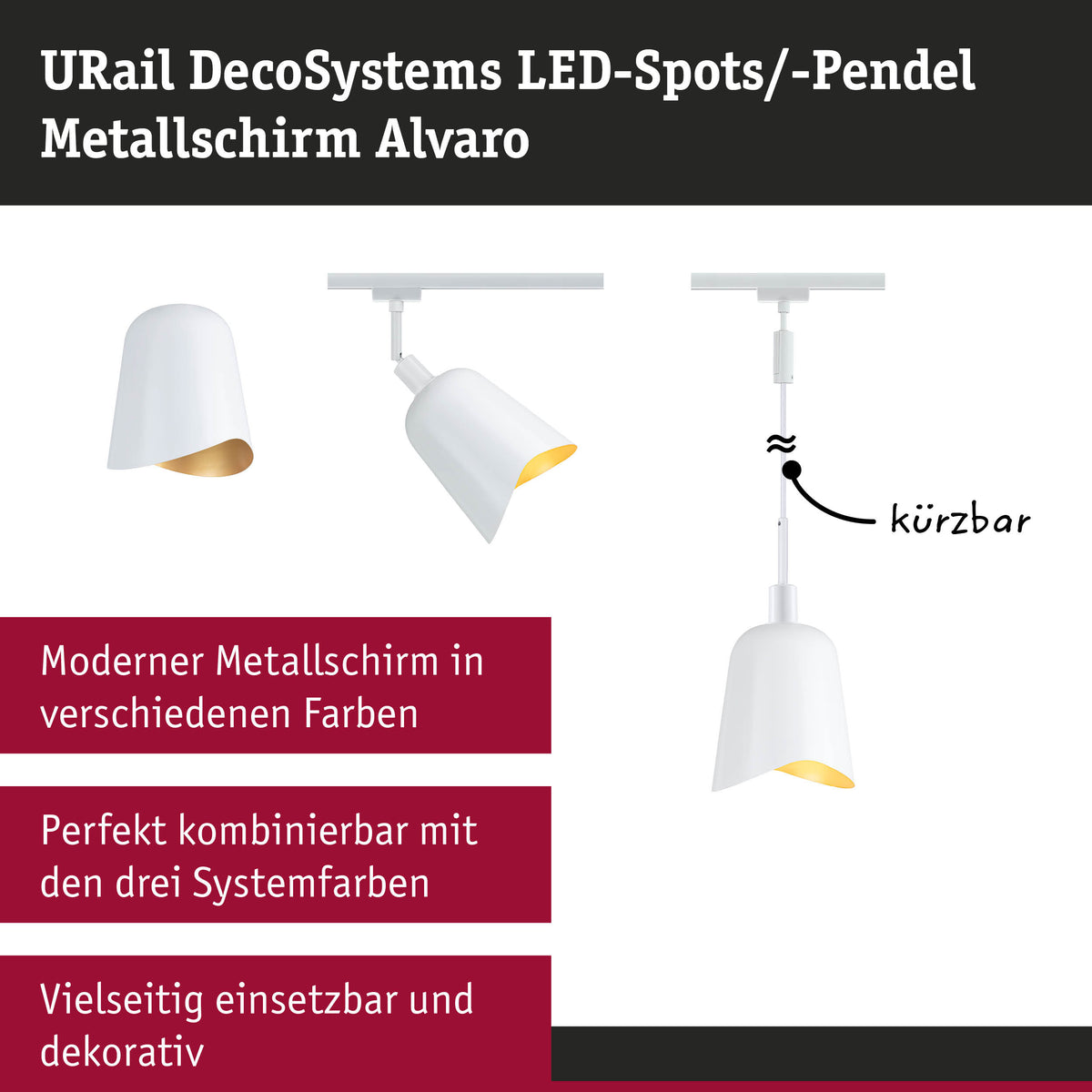 URail Schirm DecoSystems Alvaro 144mm Weiß/Gold matt