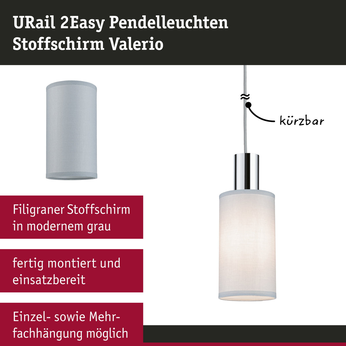 URail Schirm 2Easy Valerio 100mm Grau