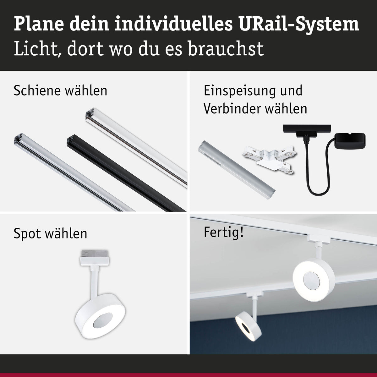URail Schienenspot 3-Step-Dim Circle 220lm 5W 4000K dimmbar 230V Signalweiß