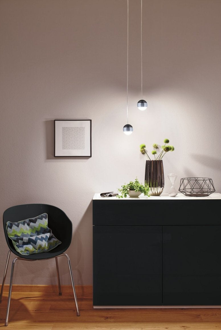 URail LED Pendel Capsule II 400lm 6W 4000K dimmbar 230V Schwarz matt/Chrom