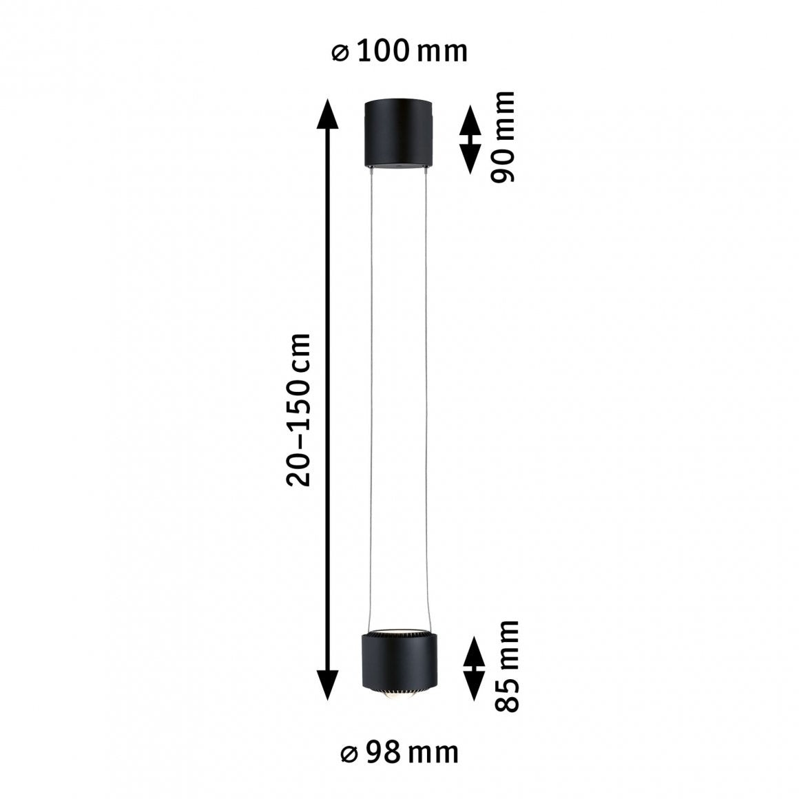 URail LED Pendel Aldan 930lm / 530lm 8,5 / 1x4,5W 4000K dimmbar 230V Schwarz matt/Schwarz