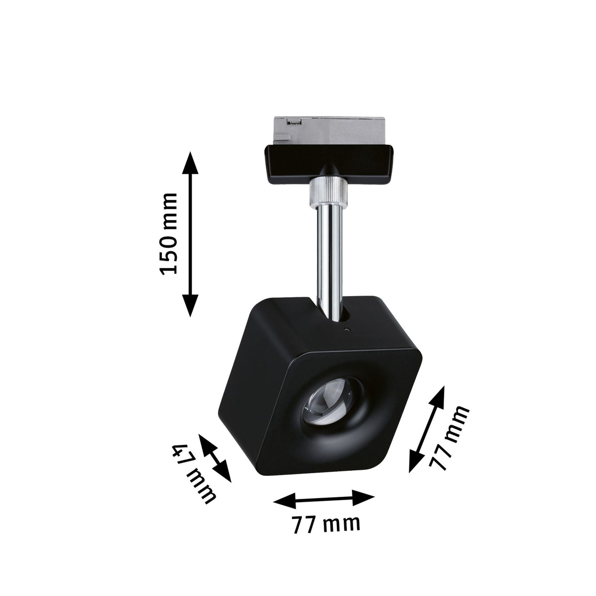 URail Schienenspot Cube Einzelspot 540lm 8W 2700K dimmbar 230V Schwarz matt/Chrom