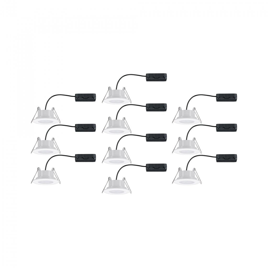 LED Einbauleuchte Calla Basisset schwenkbar IP65 rund 90mm 30° 10x6,5W 10x465lm 230V 4000K Weiß matt