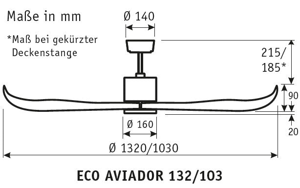 Energiespar Deckenventilator ECO AVIADOR 132