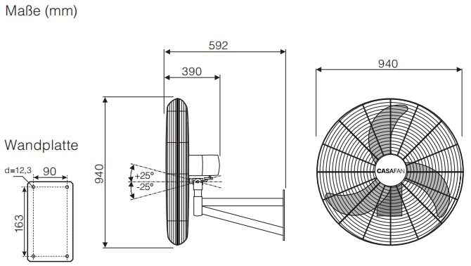 Wandventilator WM-W 9 Silent Power IP54