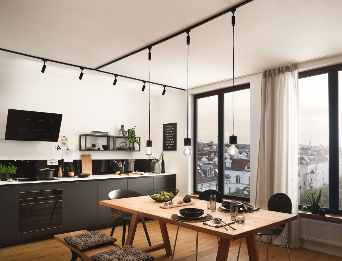 URail Schienenspot Cube Einzelspot 540lm 8W 2700K dimmbar 230V Schwarz matt/Chrom
