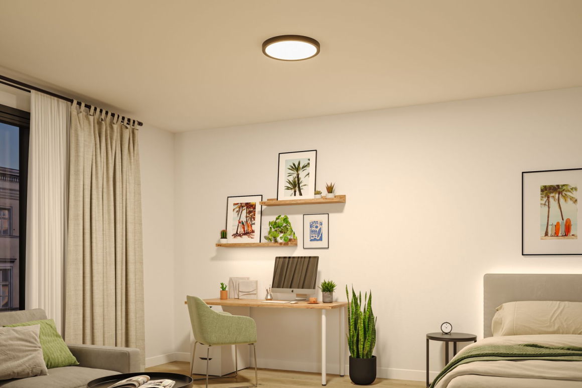 LED Panel Abia 2 White Select Dämmerungsgesteuerter Bewegungsmelder (HF) rund 400mm 16W 1400lm 2700 - 4000K Schwarz