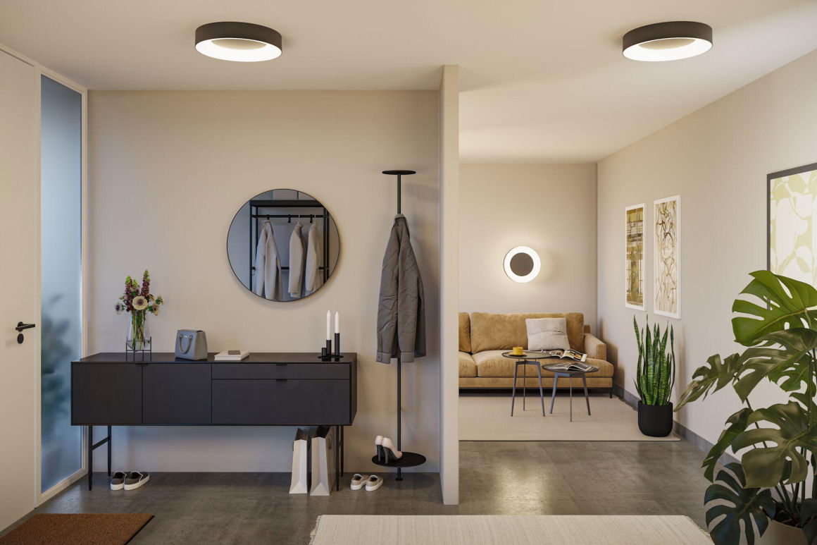 LED Deckenleuchte Smart Home Zigbee 3.0 Casca IP44 RGBW+ 1750lm 230V 20W dimmbar Schwarz matt