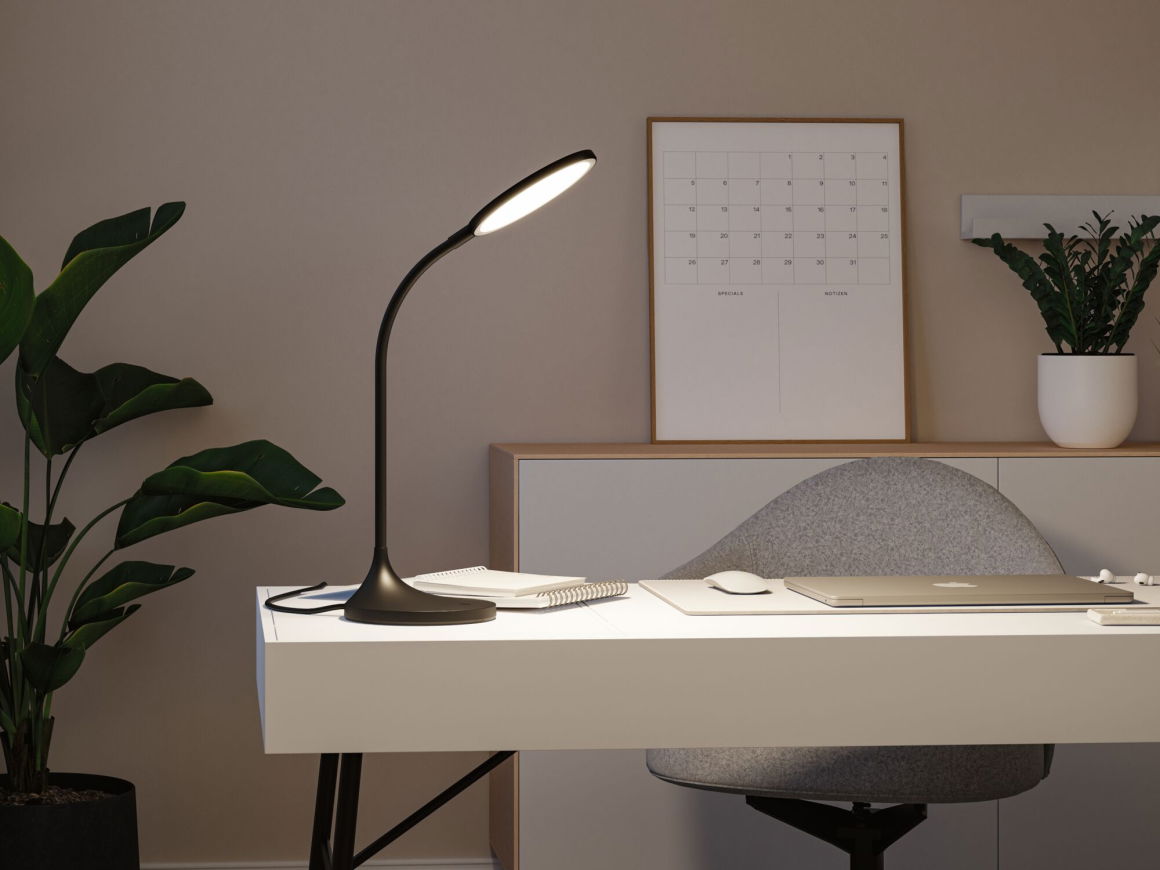 LED Schreibtischleuchte Mejan 4000K 1200lm 15W Schwarz oder Weiß matt